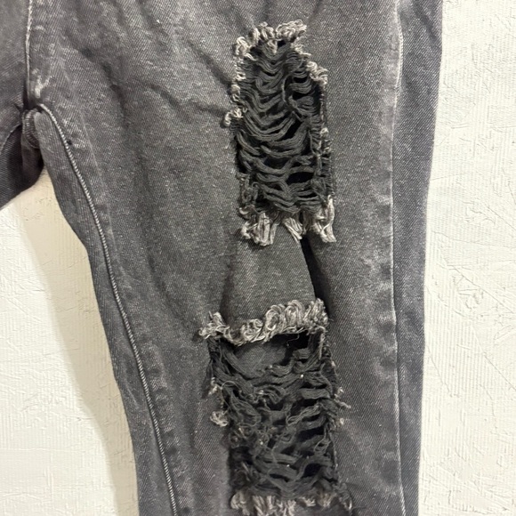 Black Charcoal Distressed High Rise Skinny Jeans 29” Waist Punk Grunge - Picture 10 of 13